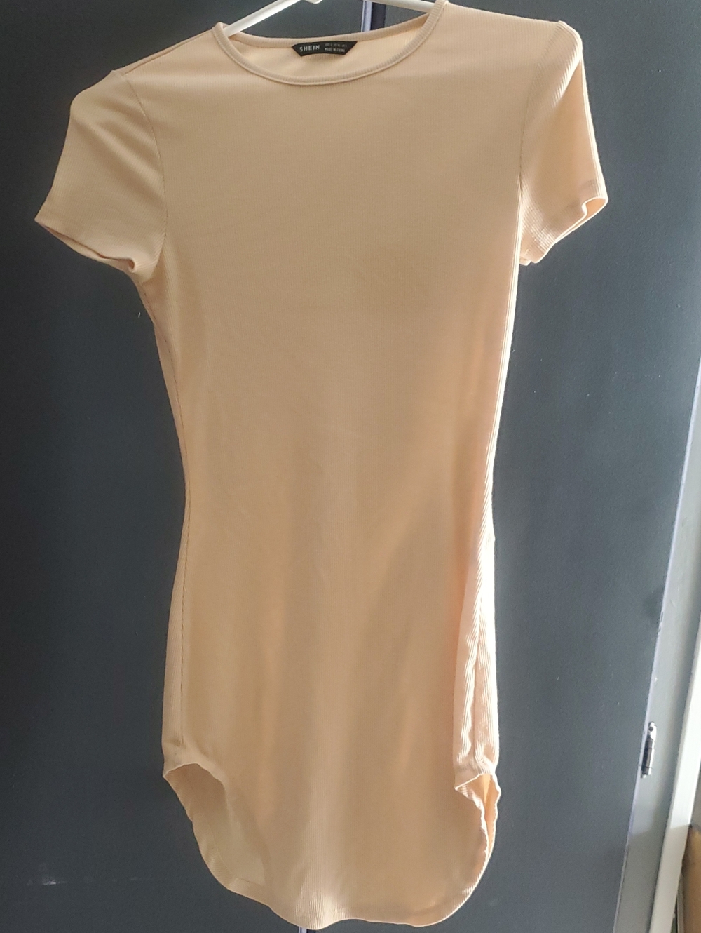SHEIN Peach Short Sleeve Crewneck Bodysuit
